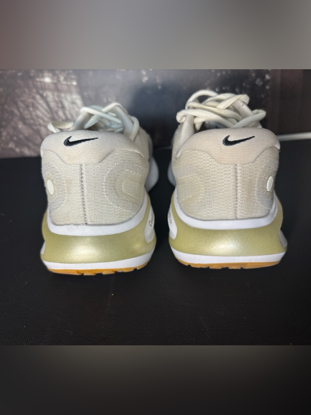 Nike ivory Knit Sneakers with Gold Swoosh - Picture 6 of 8